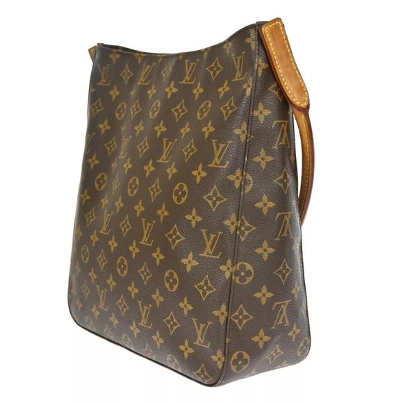 LOUIS VUITTON Logo Looping GM Shoulder Bag Monogram Leather Brown - Picture 9 of 16